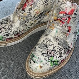 RIEKER floral canvass ankle boots.